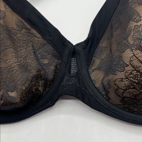 SOMA Lightest Lift Perfect Coverage Bra Underwire Black Lace and Satin Trim-36DD - Picture 3 of 6